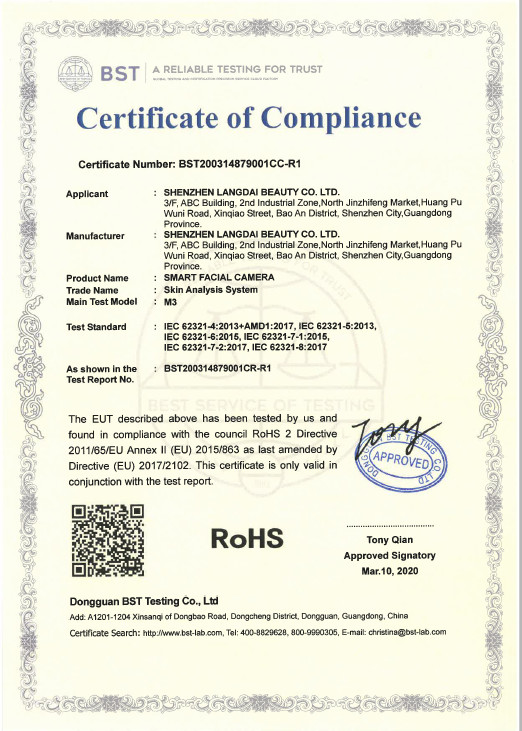 Chine Shenzhen Langdai Industrial Development Co., Ltd. Certifications