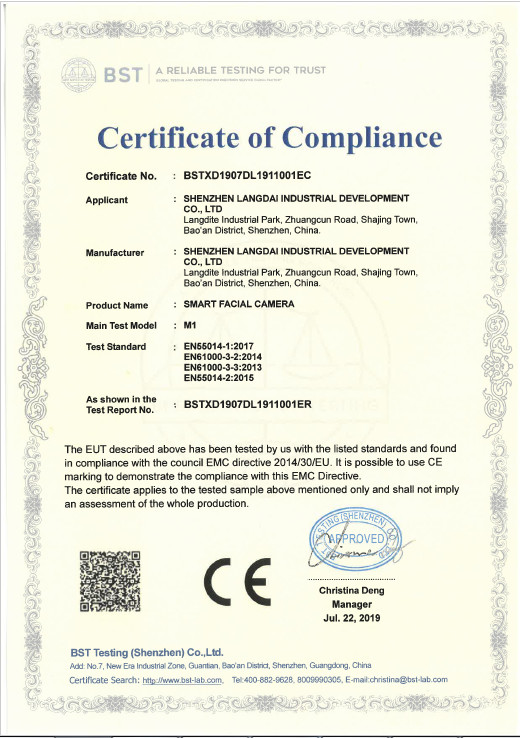 Chine Shenzhen Langdai Industrial Development Co., Ltd. Certifications